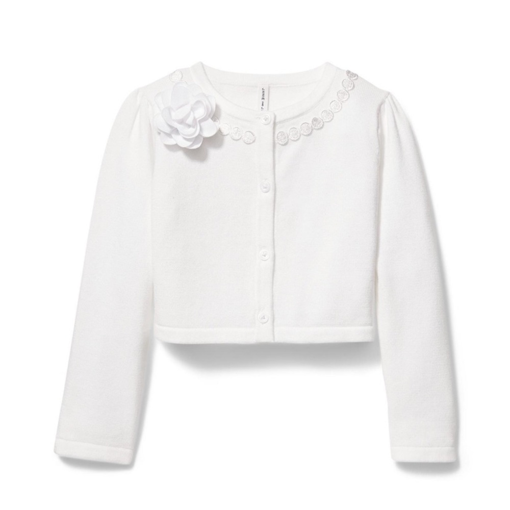 NWT Janie and Jack Dot Trim Rosette Cardigan, 18-24 months
